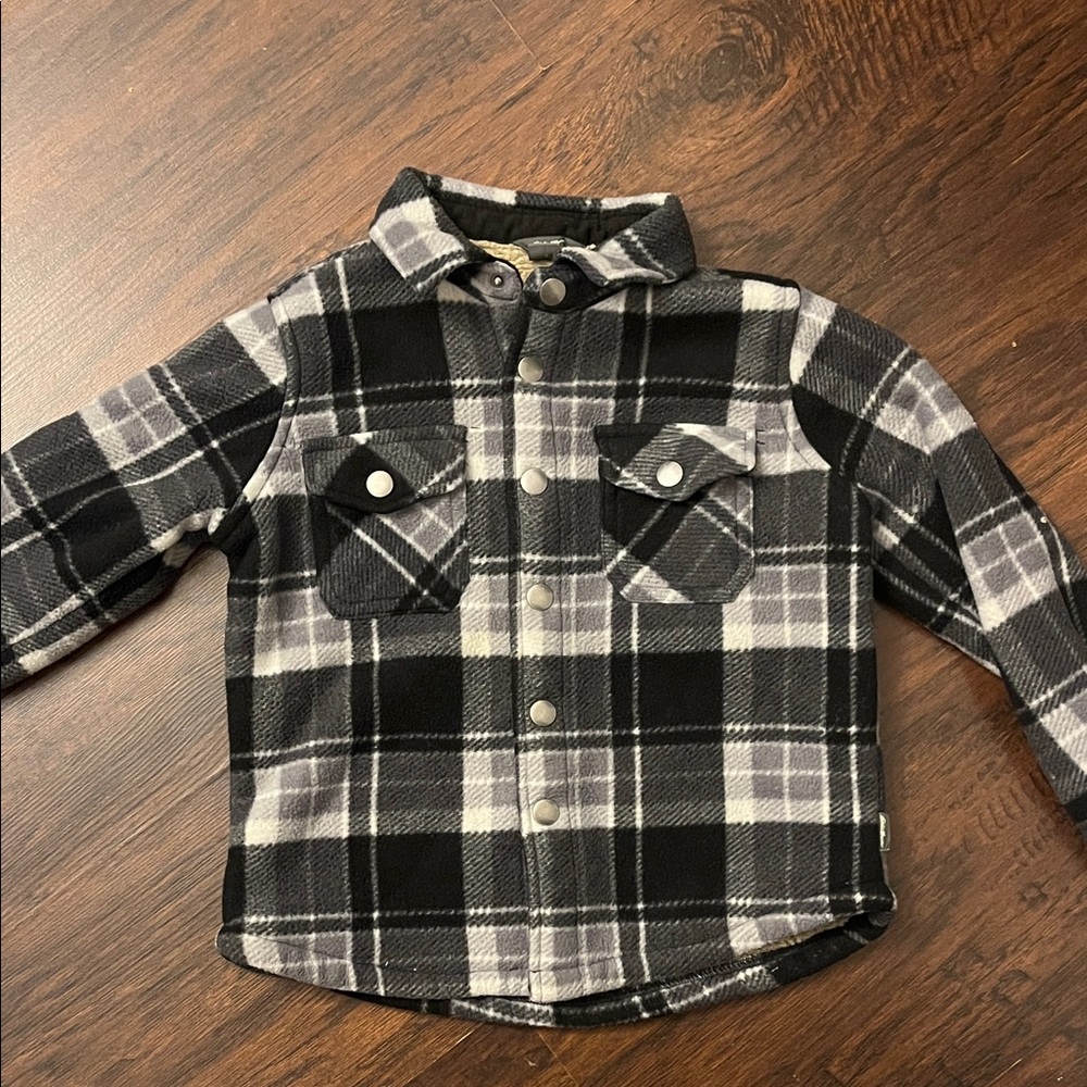 Plaid Black and Gray Kids Shirt
